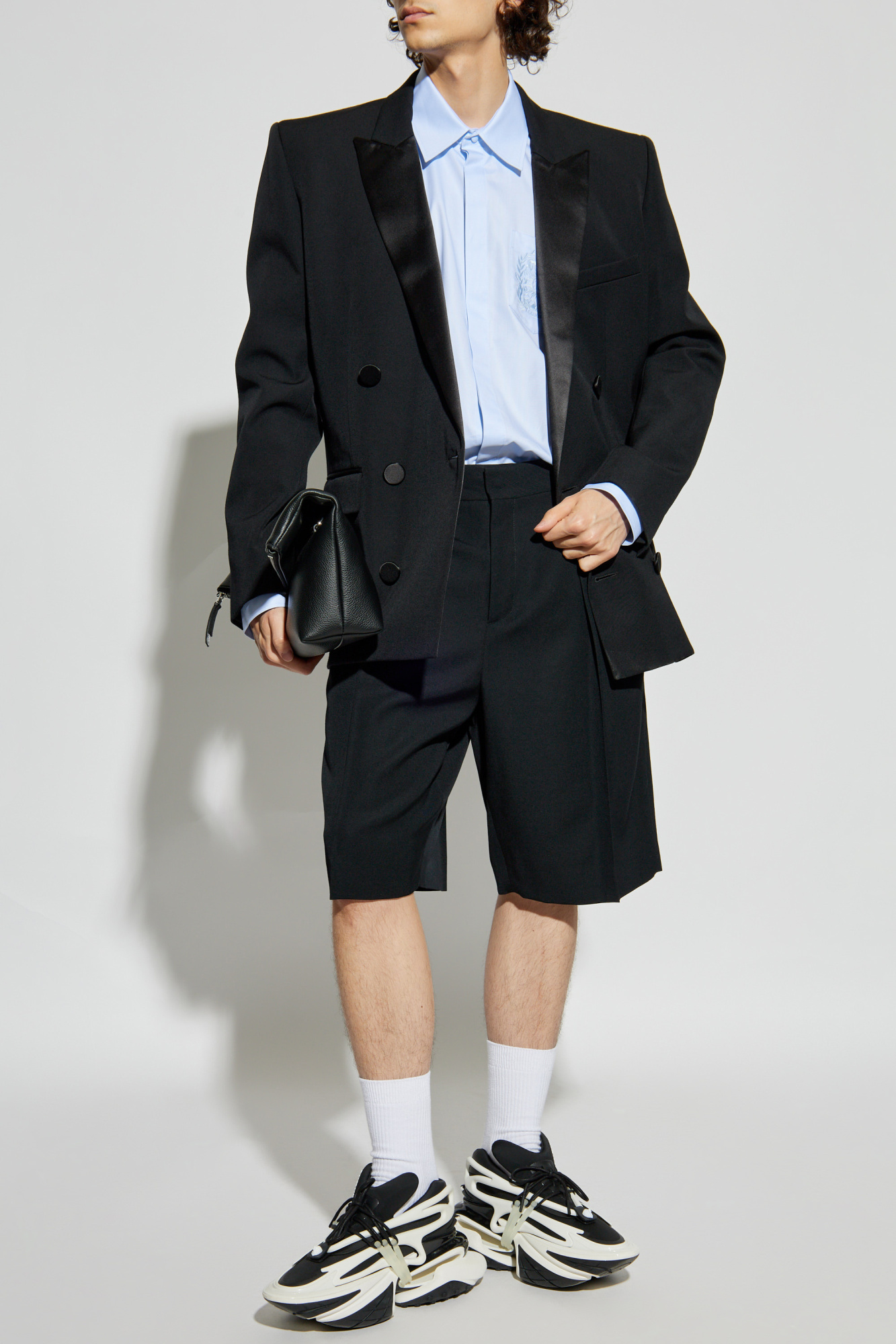 BALMAIN ホスフリントツイルトラウサ CF1PM020SD44 EJS Double crepe tulip skirt with buttons white - Women | BALMAIN